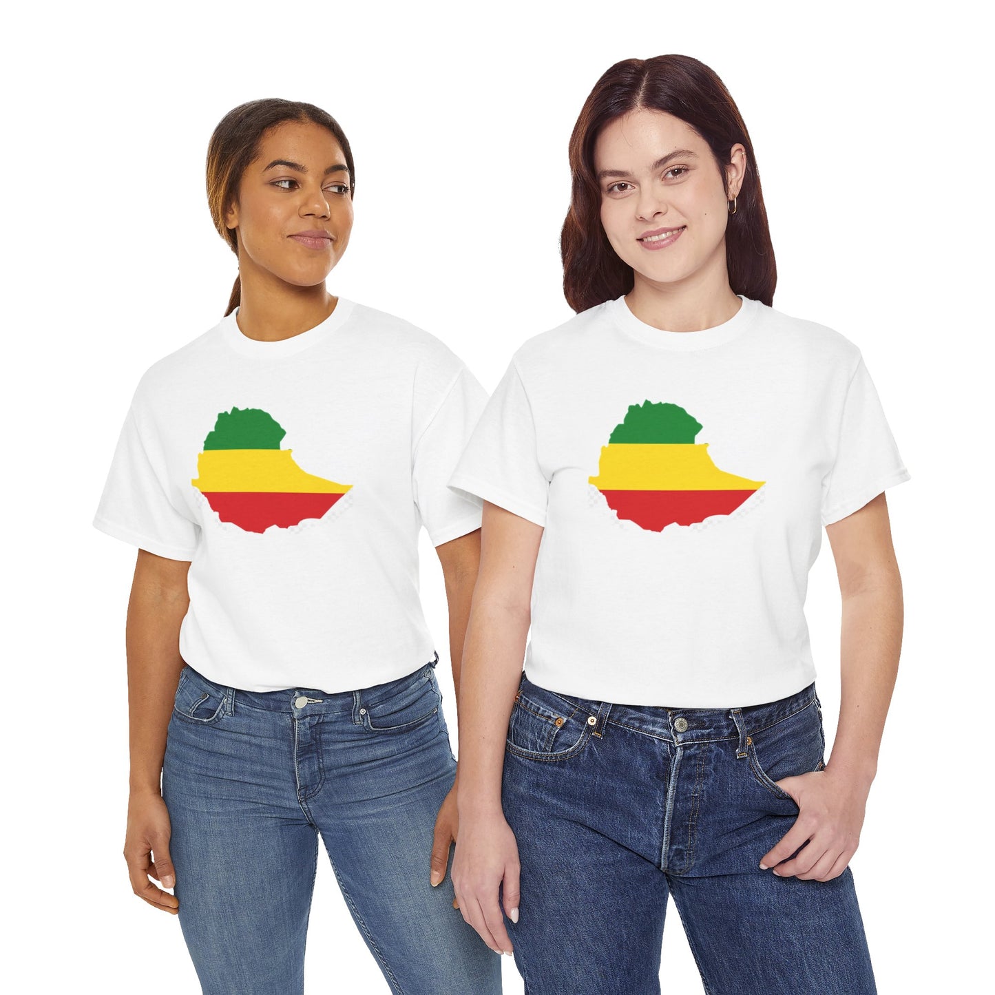 Unisex Heavy Cotton Tee -- Ethiopia flag and map