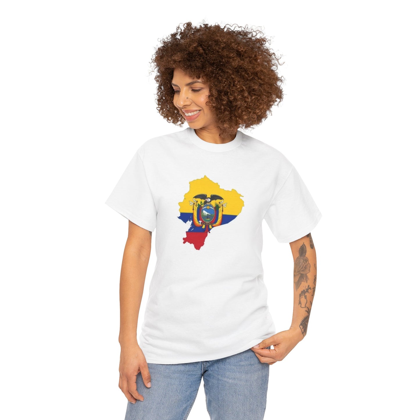 Unisex Heavy Cotton Tee -- Ecuador flag and map