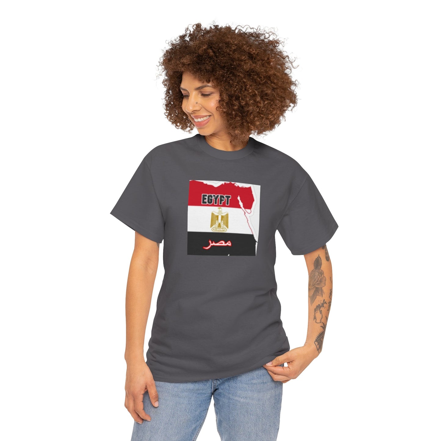 Unisex Heavy Cotton Tee -- Egypt flag and map
