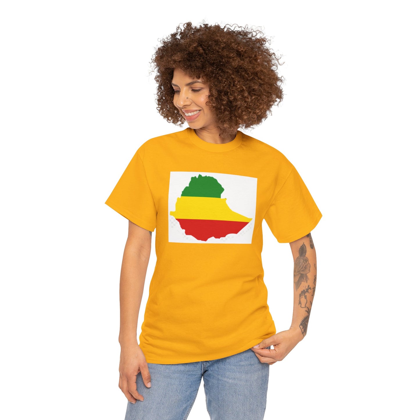 Unisex Heavy Cotton Tee -- Ethiopia flag and map