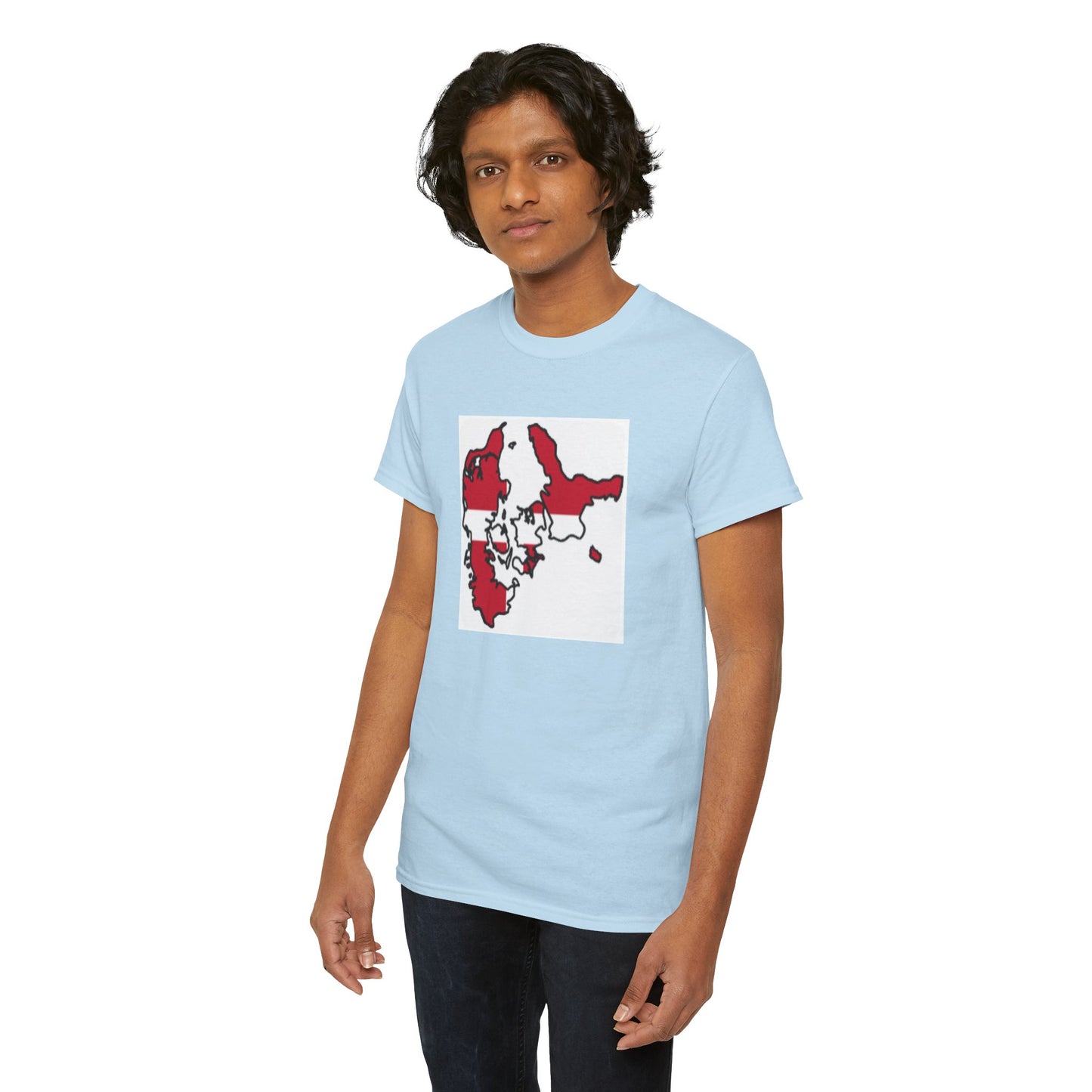 Unisex Heavy Cotton Tee -- Denmark flag and map