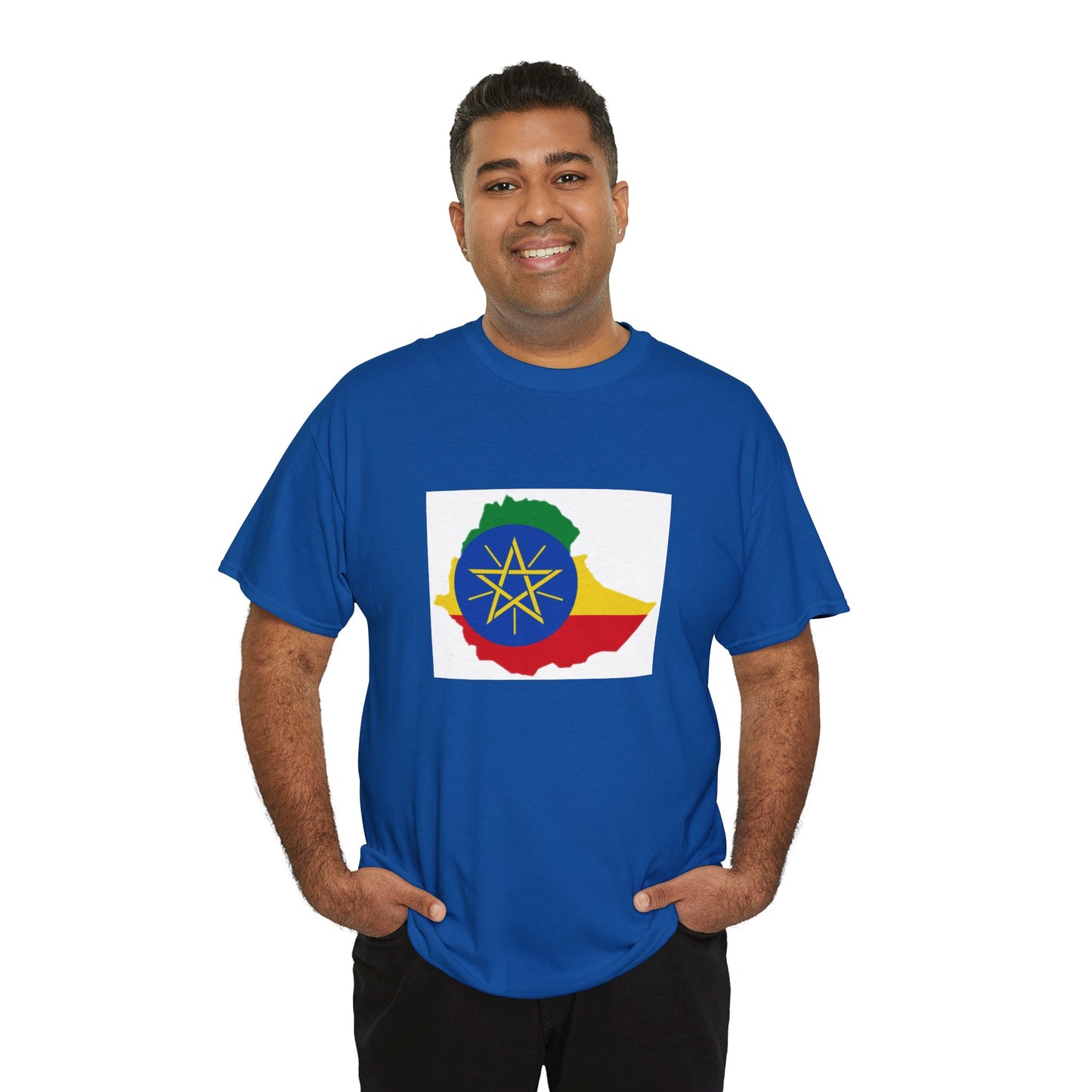 Unisex Heavy Cotton Tee -- Ethiopa federal flag and map