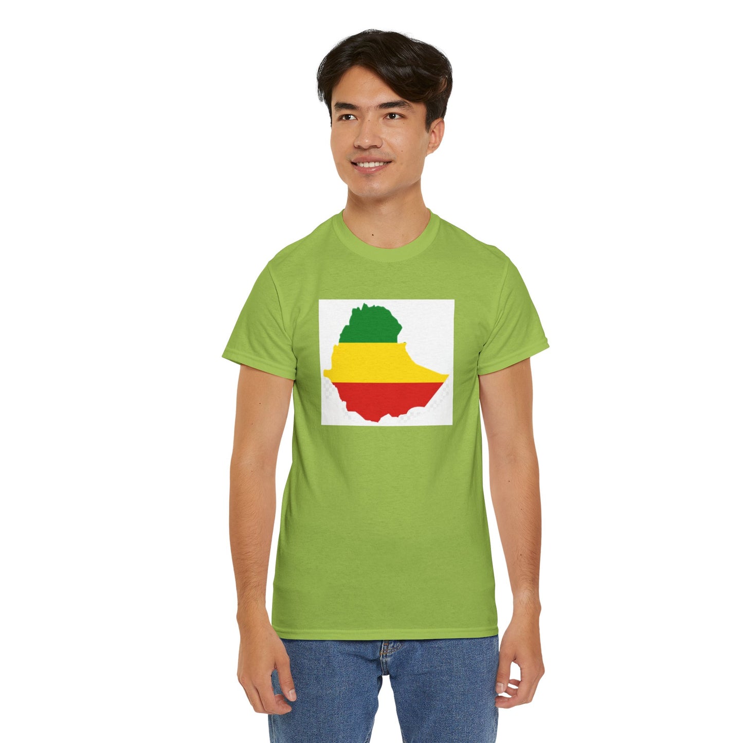 Unisex Heavy Cotton Tee -- Ethiopia flag and map