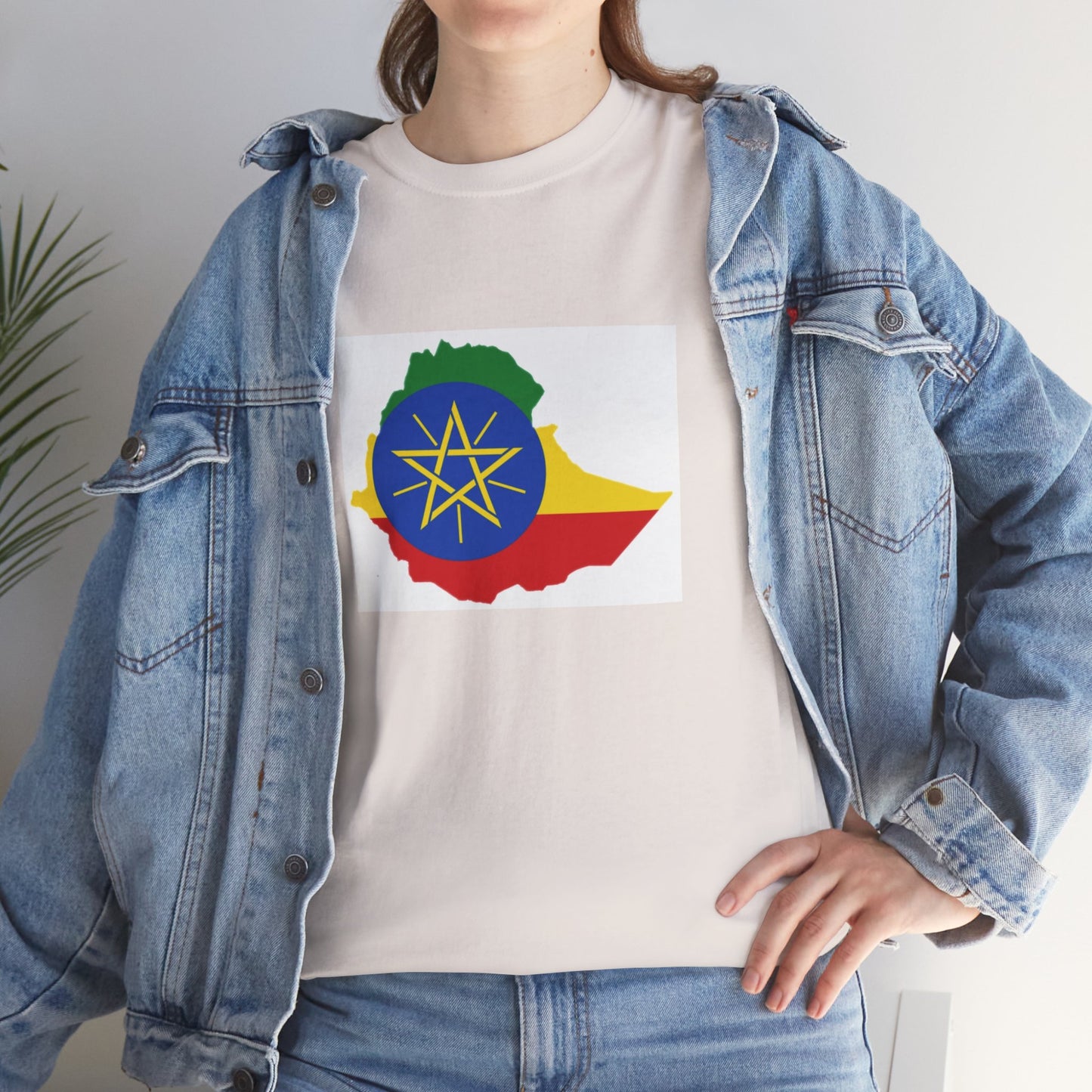 Unisex Heavy Cotton Tee -- Ethiopa federal flag and map