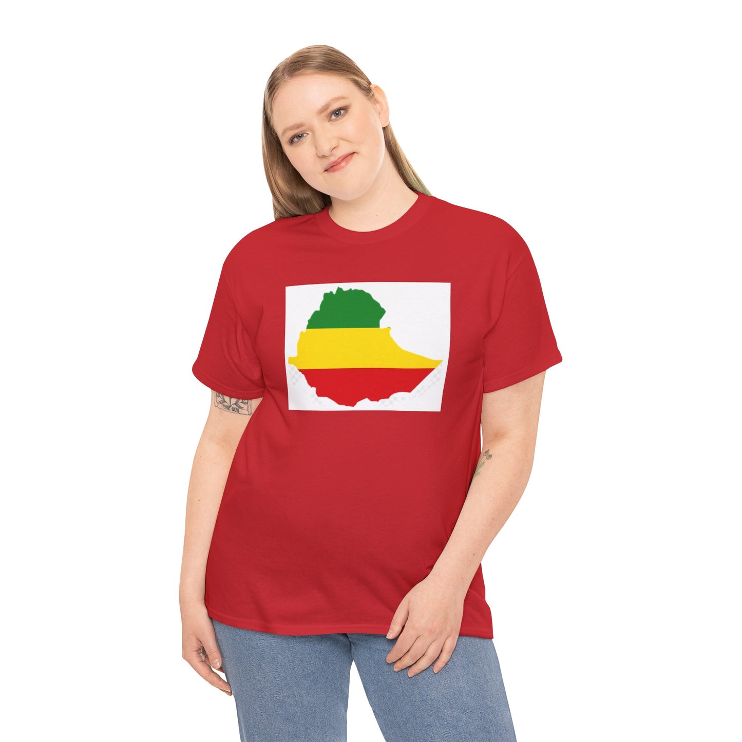 Unisex Heavy Cotton Tee -- Ethiopia flag and map
