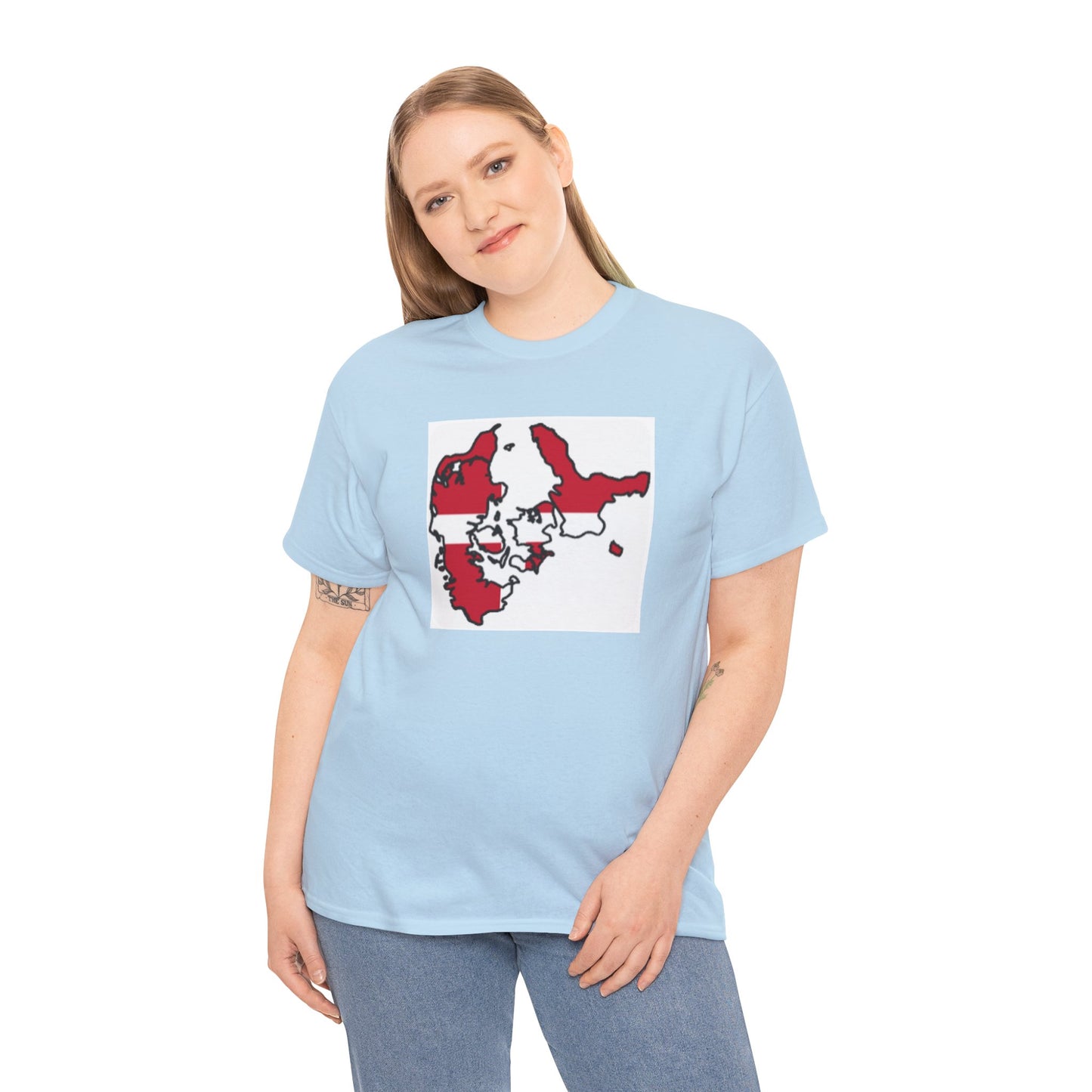Unisex Heavy Cotton Tee -- Denmark flag and map