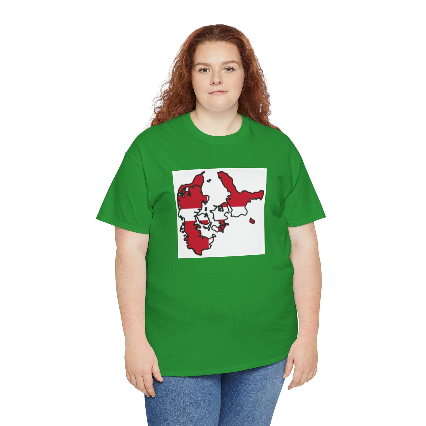 Unisex Heavy Cotton Tee -- Denmark flag and map