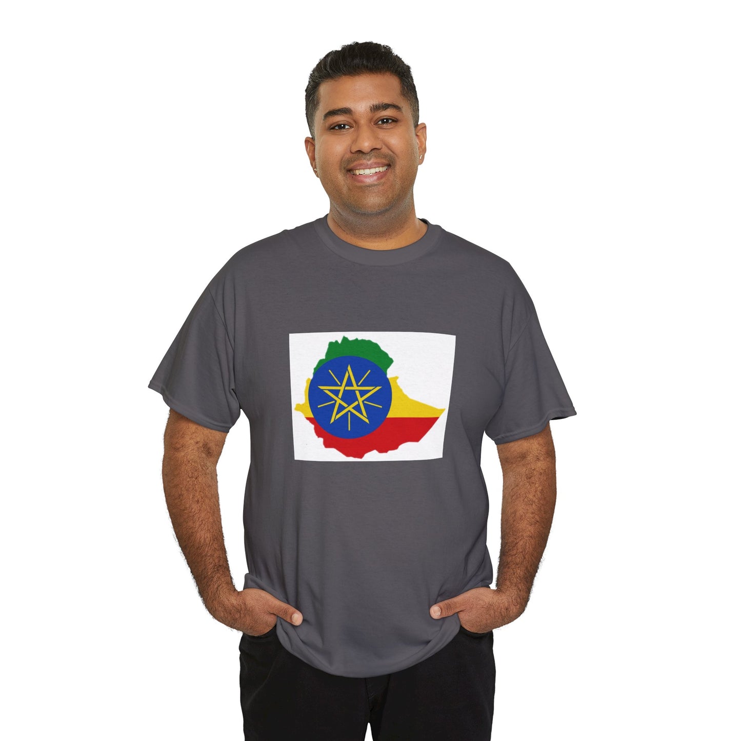 Unisex Heavy Cotton Tee -- Ethiopa federal flag and map