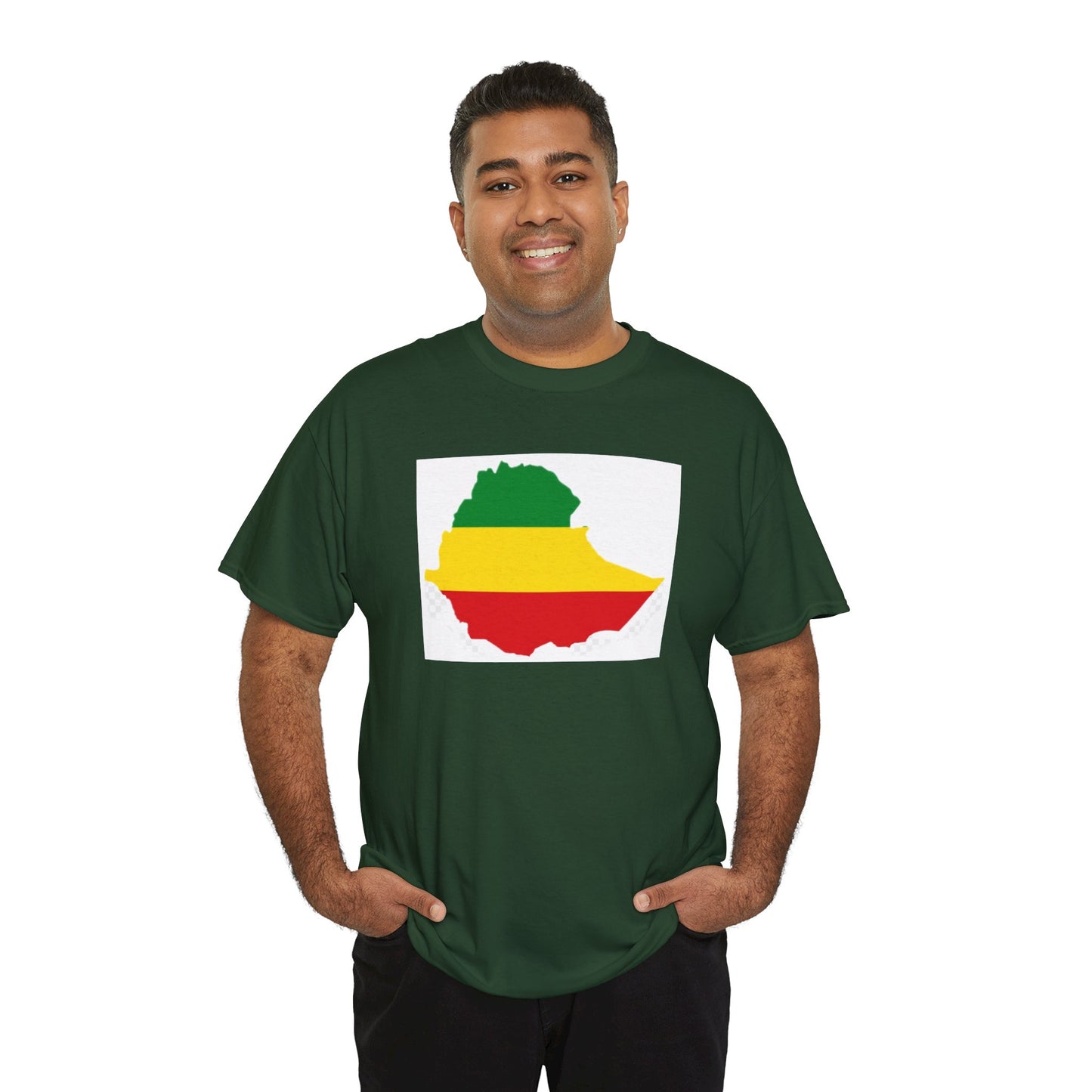 Unisex Heavy Cotton Tee -- Ethiopia flag and map