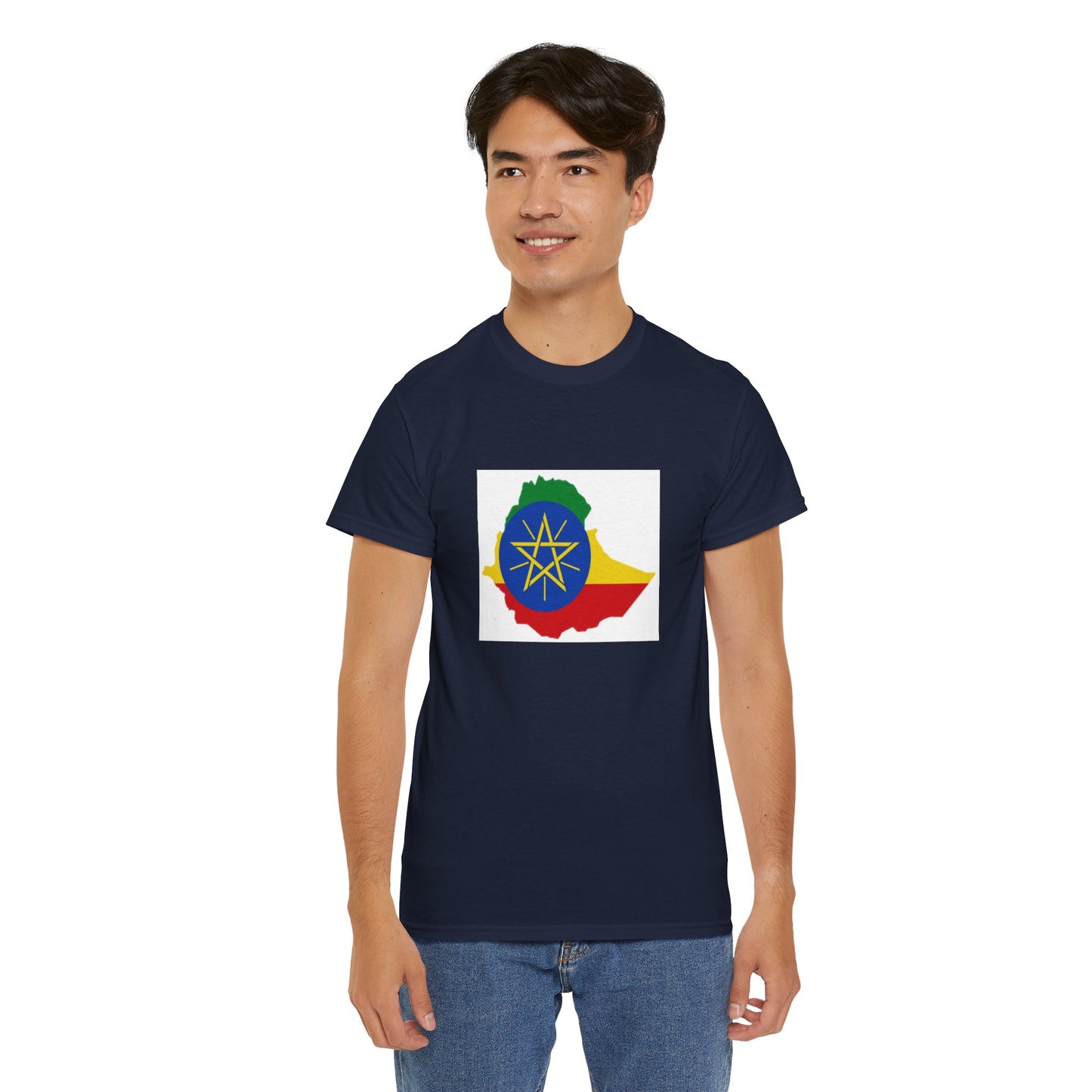 Unisex Heavy Cotton Tee -- Ethiopa federal flag and map