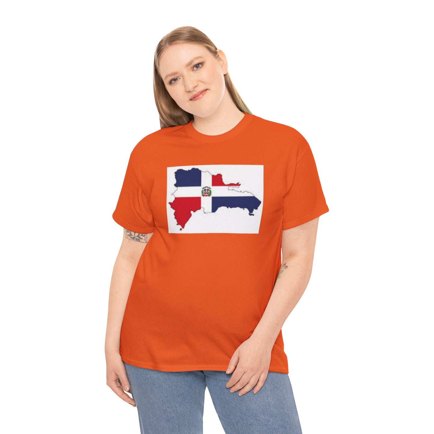 Unisex Heavy Cotton Tee -- Dominican Republic flag and map