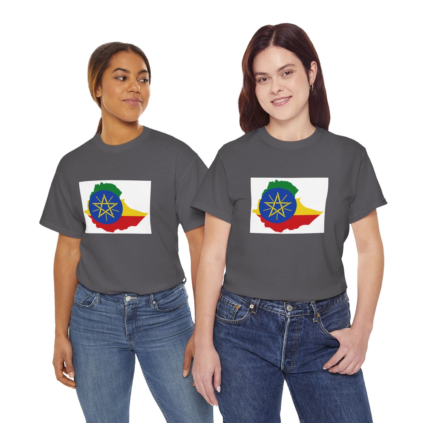 Unisex Heavy Cotton Tee -- Ethiopa federal flag and map