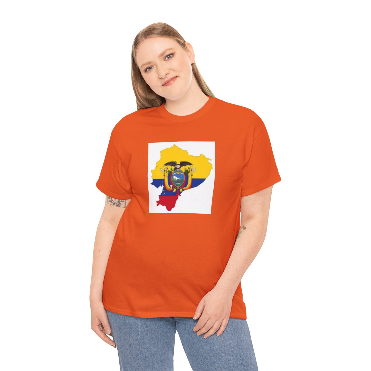 Unisex Heavy Cotton Tee -- Ecuador flag and map