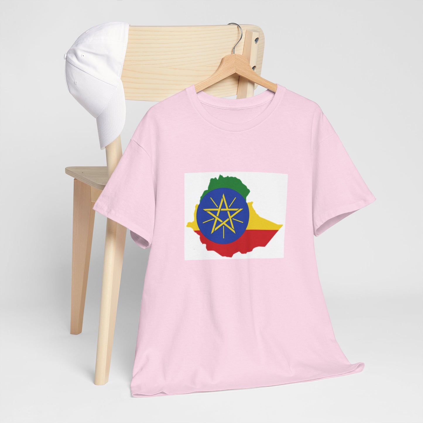 Unisex Heavy Cotton Tee -- Ethiopa federal flag and map