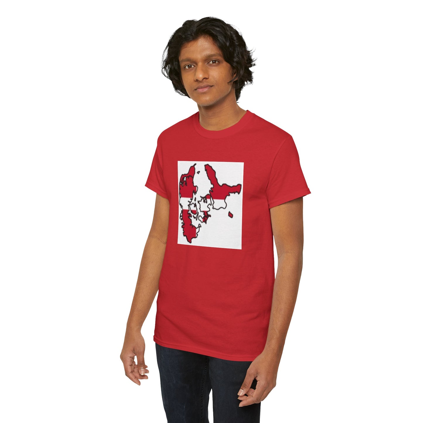 Unisex Heavy Cotton Tee -- Denmark flag and map