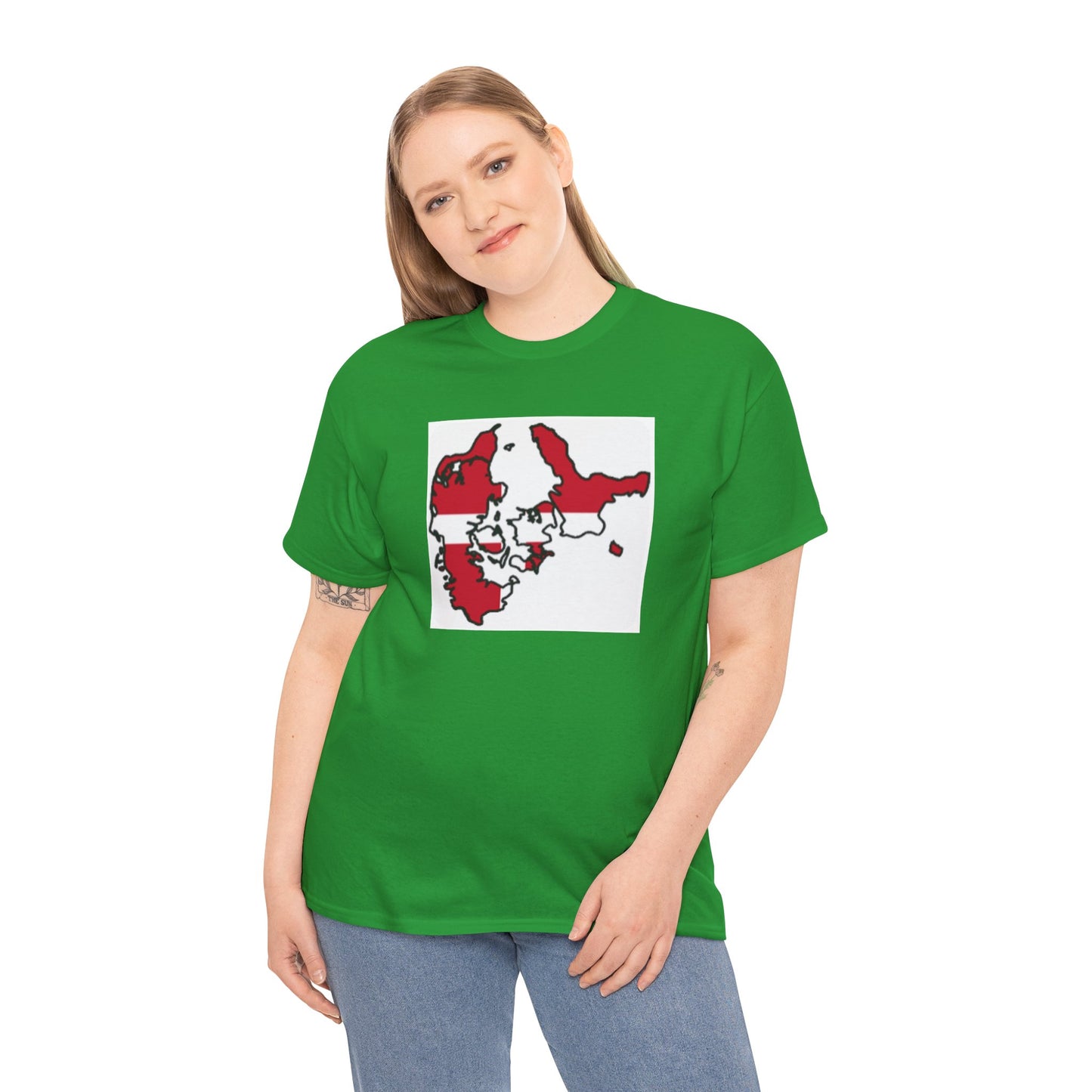 Unisex Heavy Cotton Tee -- Denmark flag and map