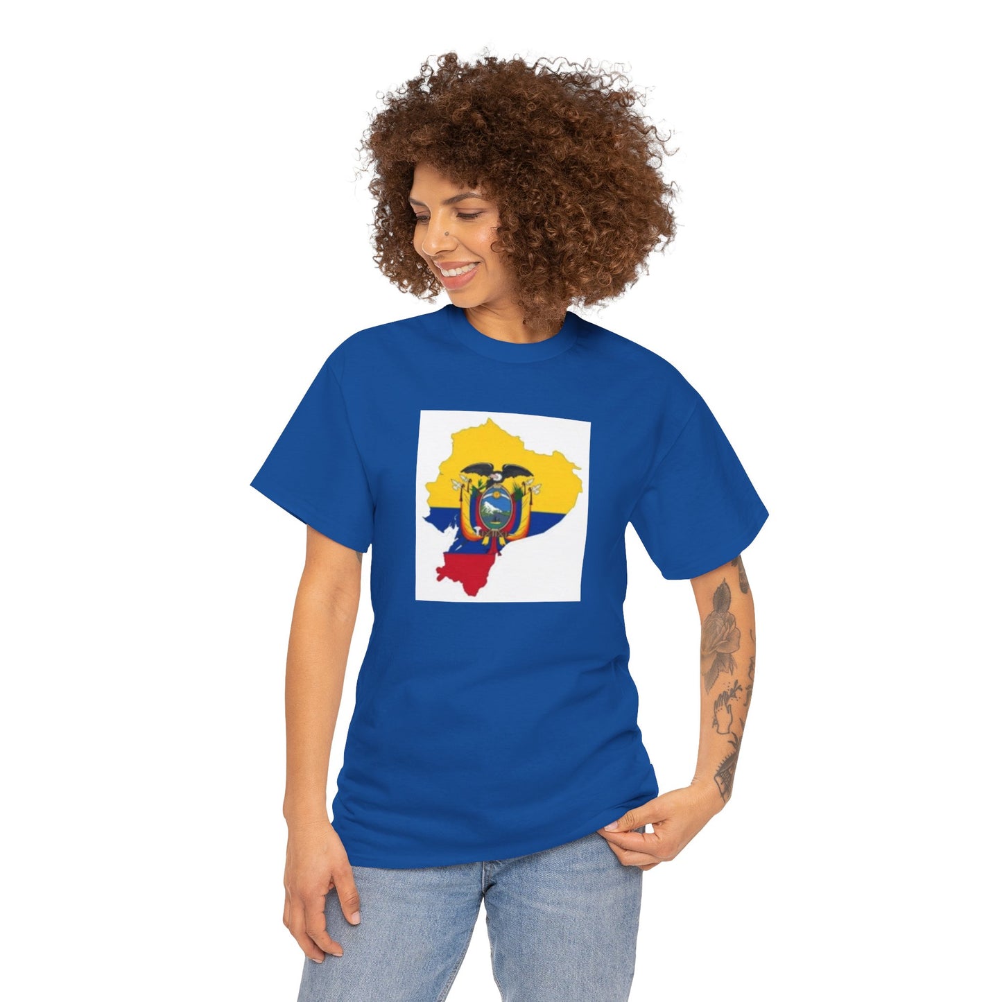 Unisex Heavy Cotton Tee -- Ecuador flag and map