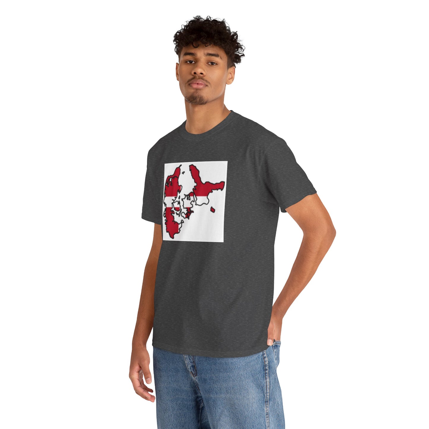 Unisex Heavy Cotton Tee -- Denmark flag and map