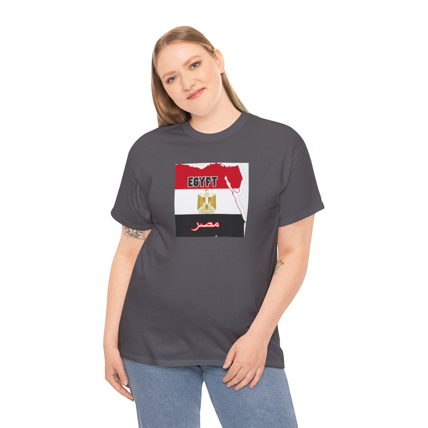 Unisex Heavy Cotton Tee -- Egypt flag and map