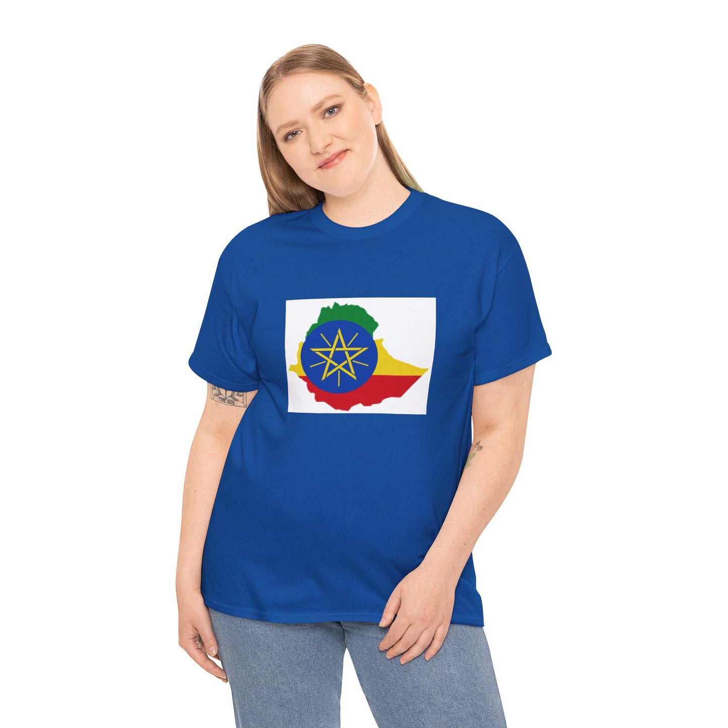 Unisex Heavy Cotton Tee -- Ethiopa federal flag and map