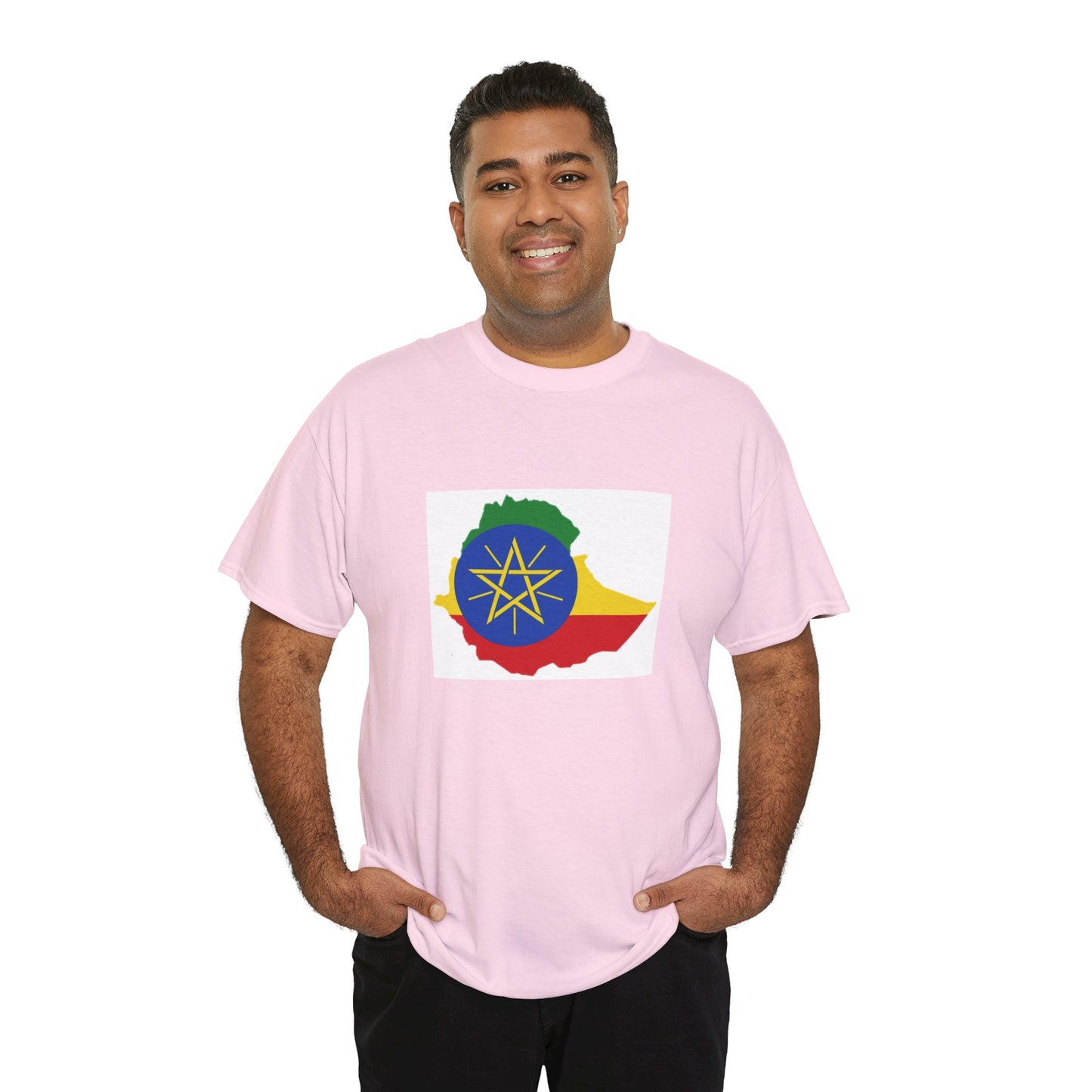 Unisex Heavy Cotton Tee -- Ethiopa federal flag and map