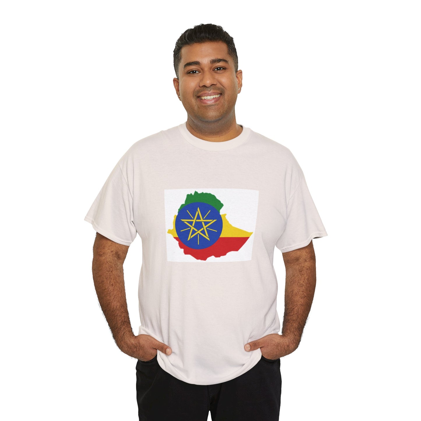 Unisex Heavy Cotton Tee -- Ethiopa federal flag and map