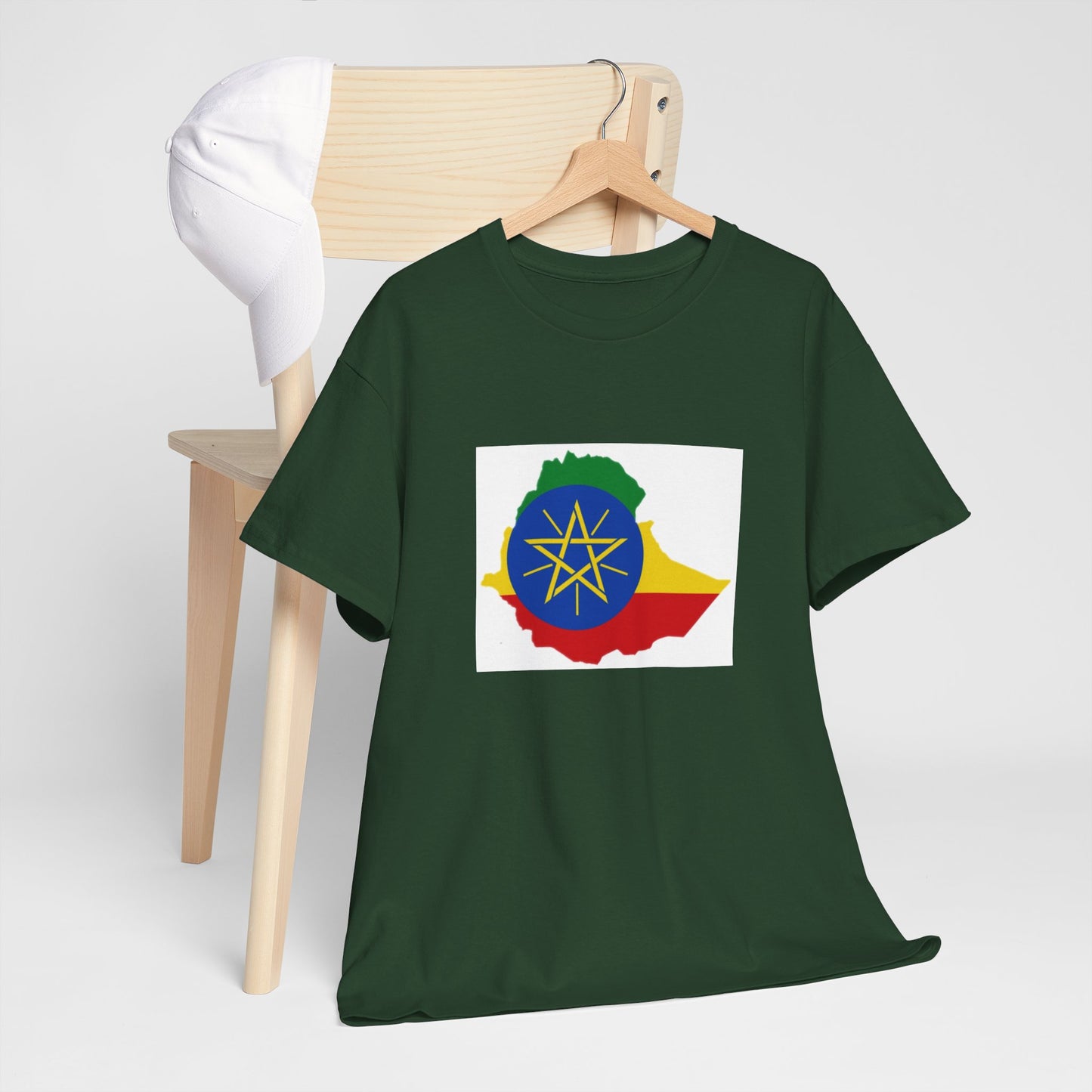 Unisex Heavy Cotton Tee -- Ethiopa federal flag and map