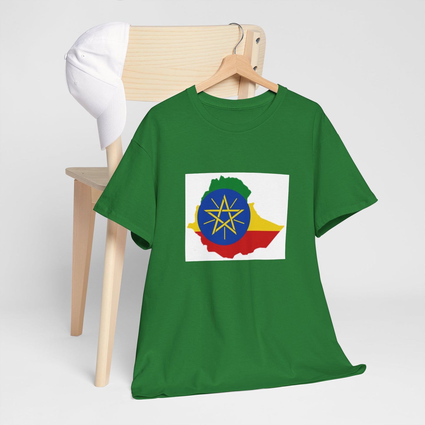 Unisex Heavy Cotton Tee -- Ethiopa federal flag and map