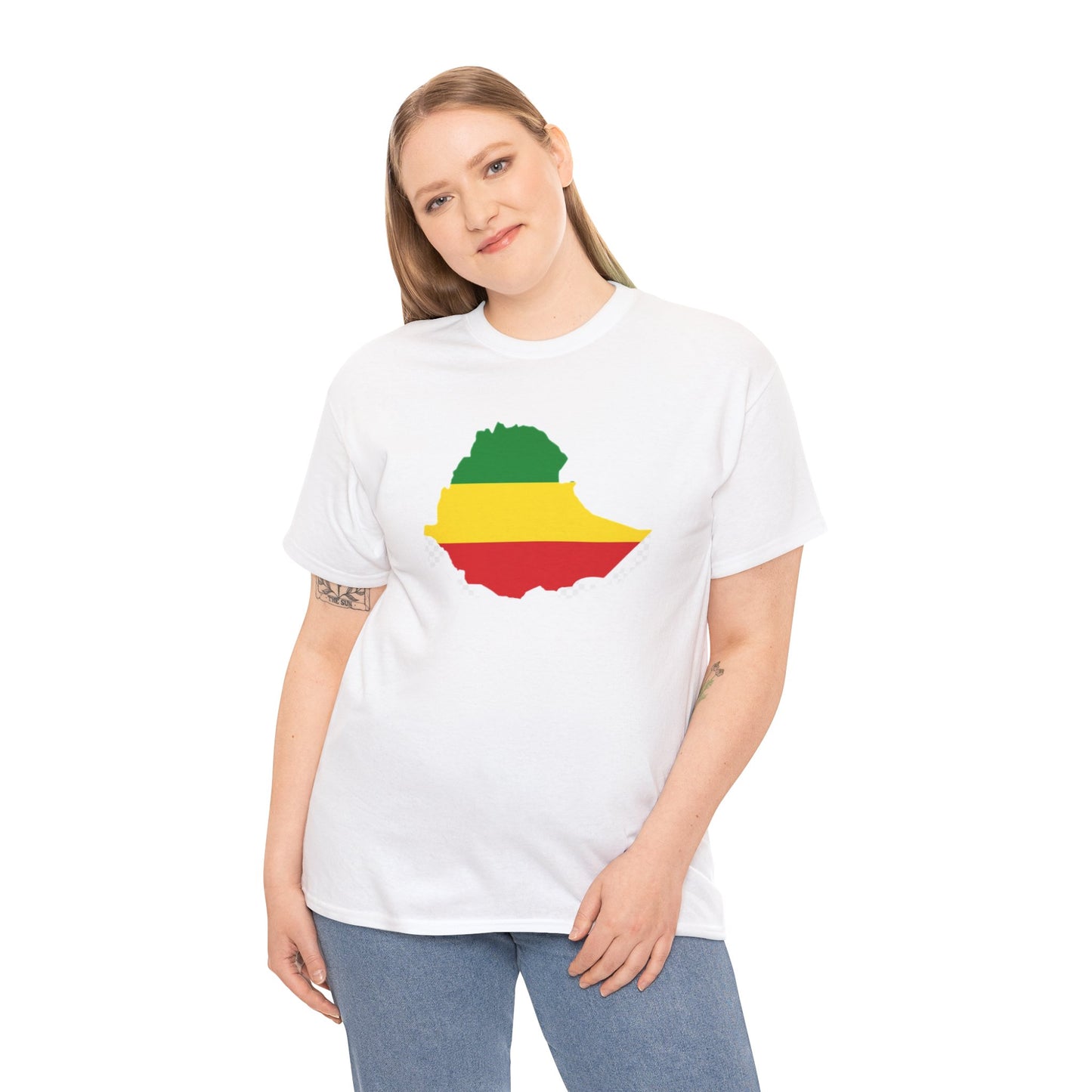Unisex Heavy Cotton Tee -- Ethiopia flag and map