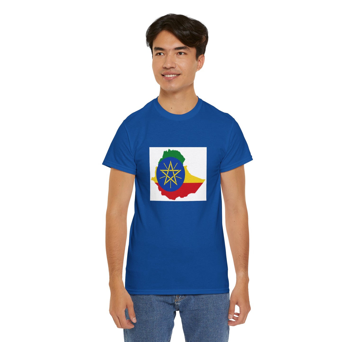 Unisex Heavy Cotton Tee -- Ethiopa federal flag and map