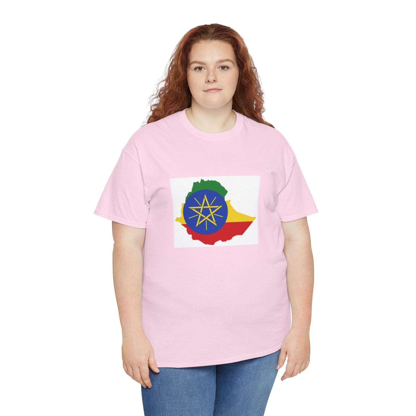 Unisex Heavy Cotton Tee -- Ethiopa federal flag and map