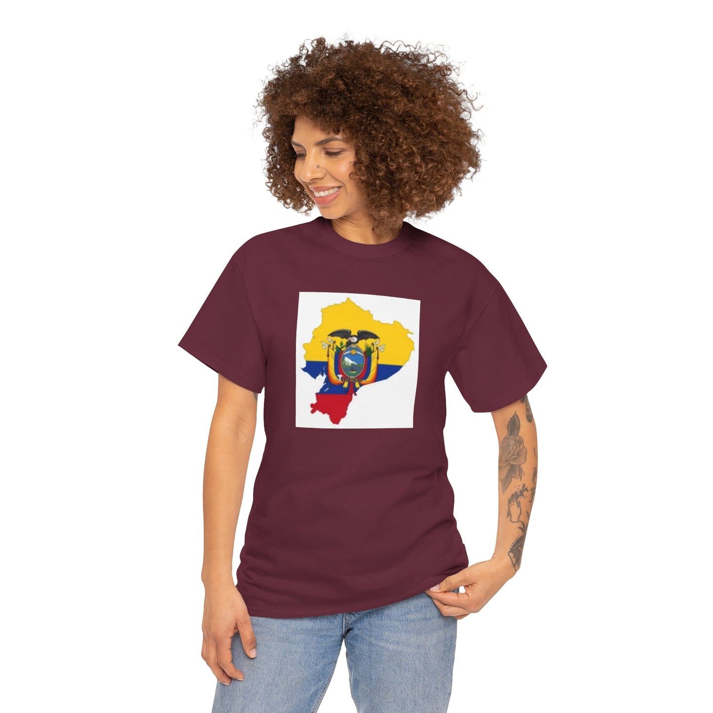Unisex Heavy Cotton Tee -- Ecuador flag and map