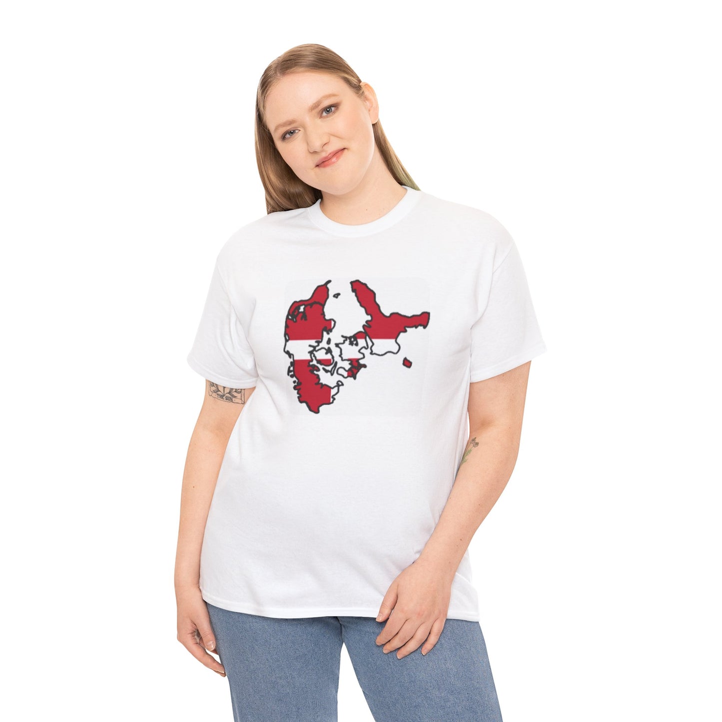 Unisex Heavy Cotton Tee -- Denmark flag and map