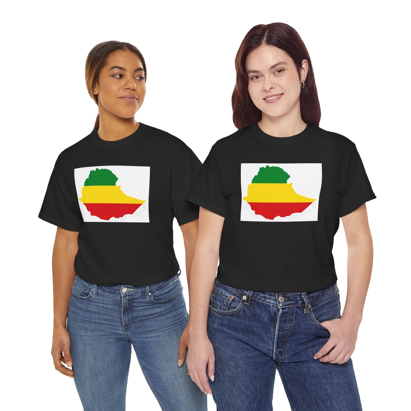 Unisex Heavy Cotton Tee -- Ethiopia flag and map