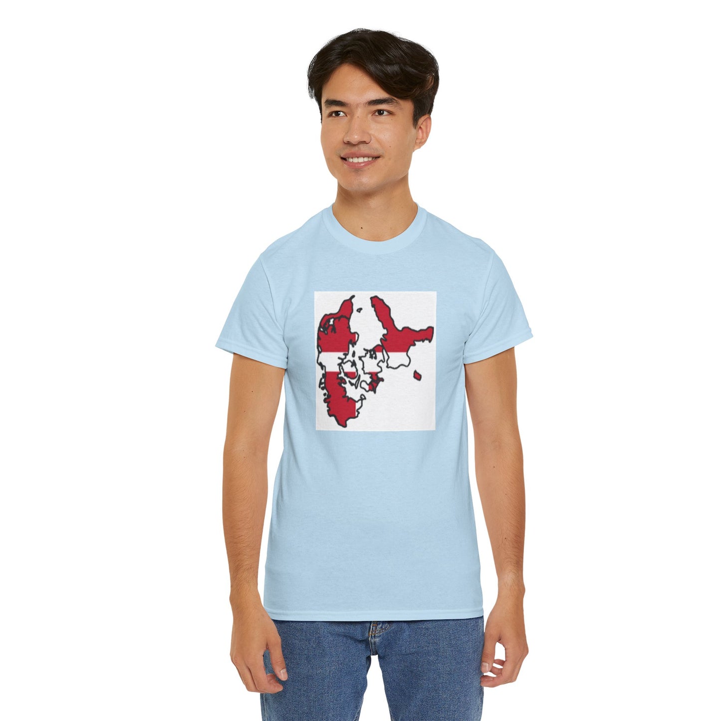 Unisex Heavy Cotton Tee -- Denmark flag and map