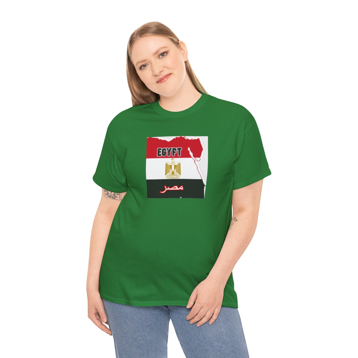 Unisex Heavy Cotton Tee -- Egypt flag and map