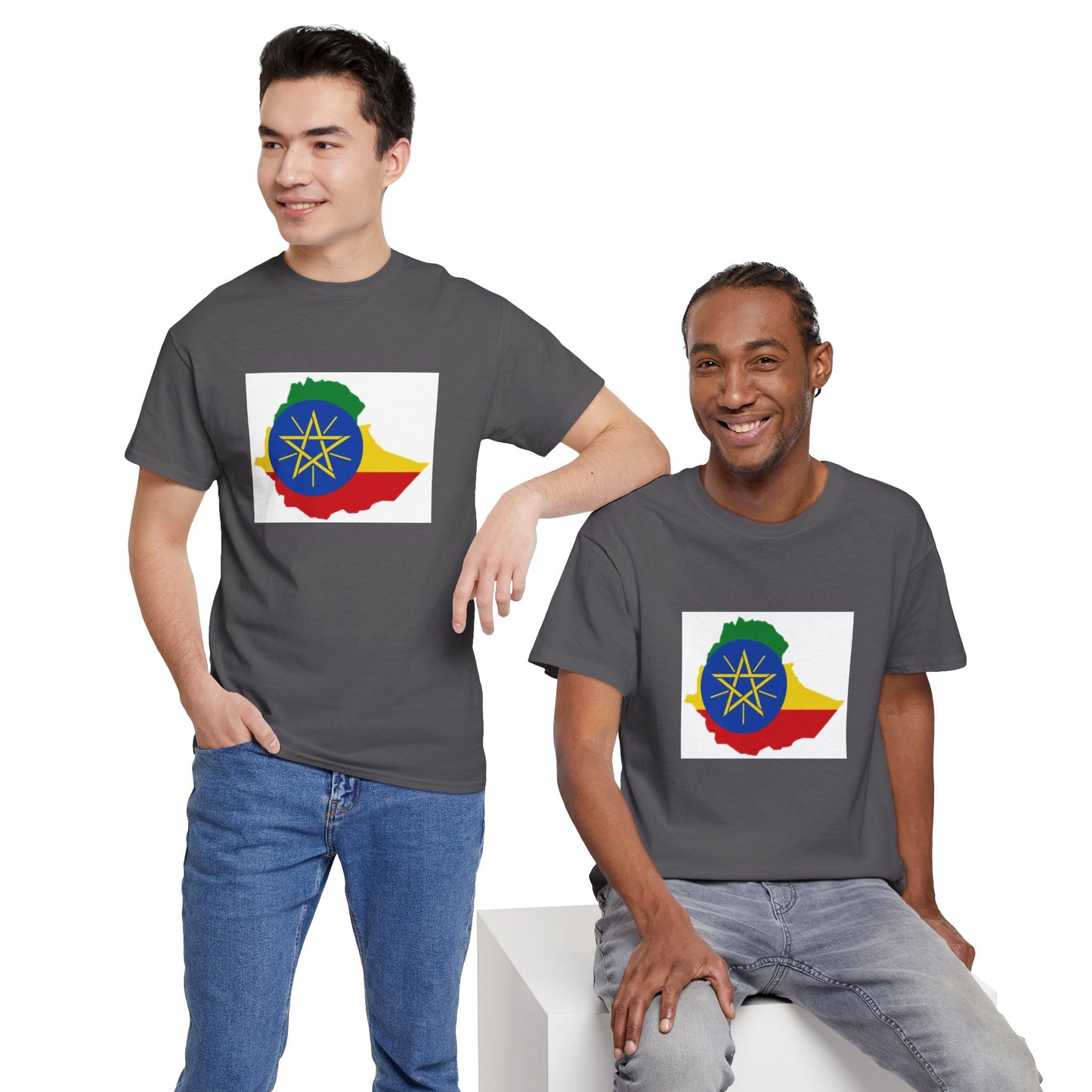 Unisex Heavy Cotton Tee -- Ethiopa federal flag and map