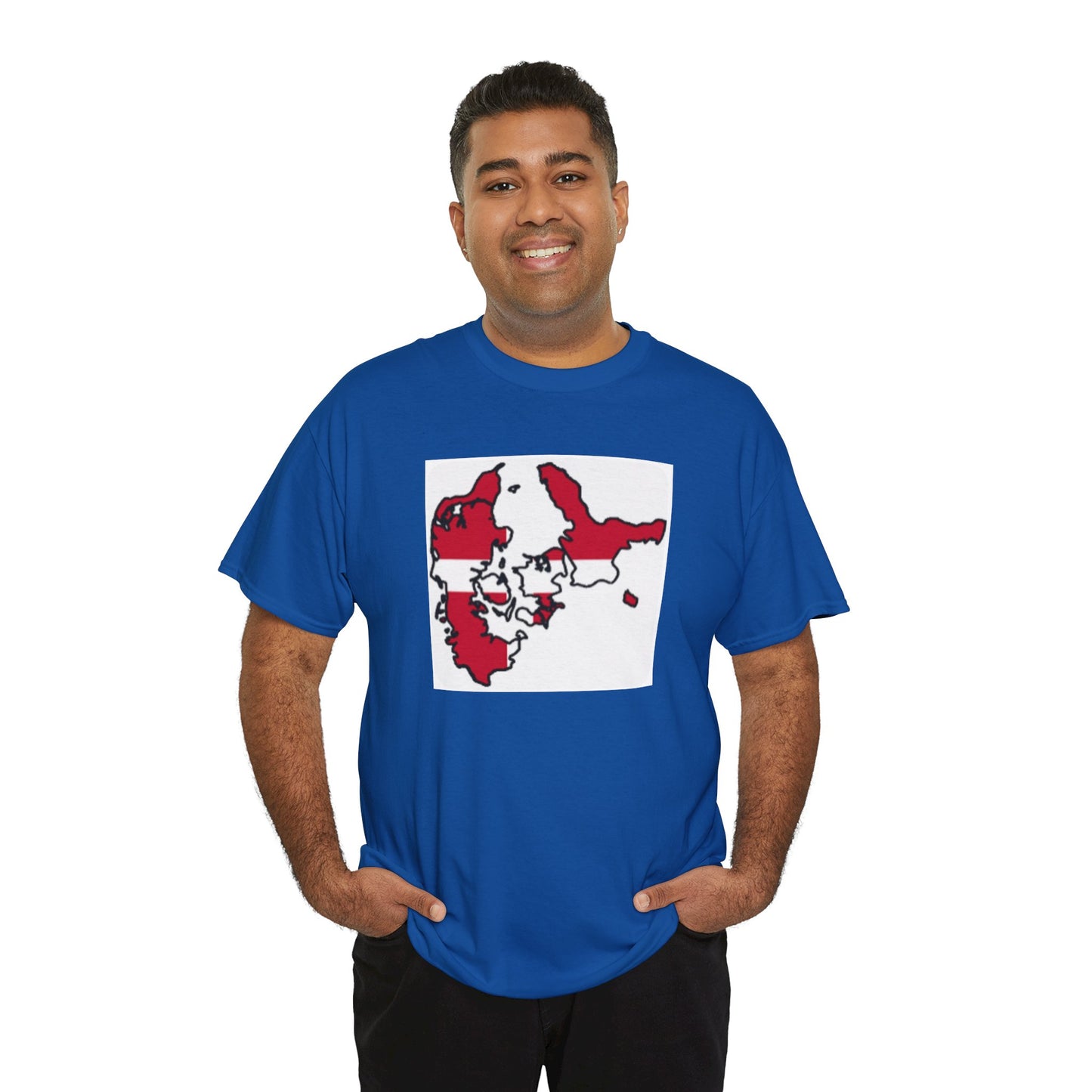 Unisex Heavy Cotton Tee -- Denmark flag and map