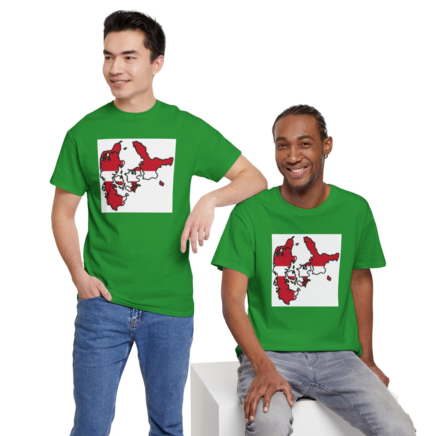 Unisex Heavy Cotton Tee -- Denmark flag and map
