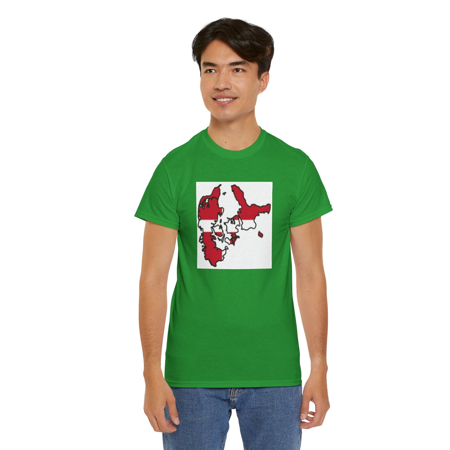 Unisex Heavy Cotton Tee -- Denmark flag and map