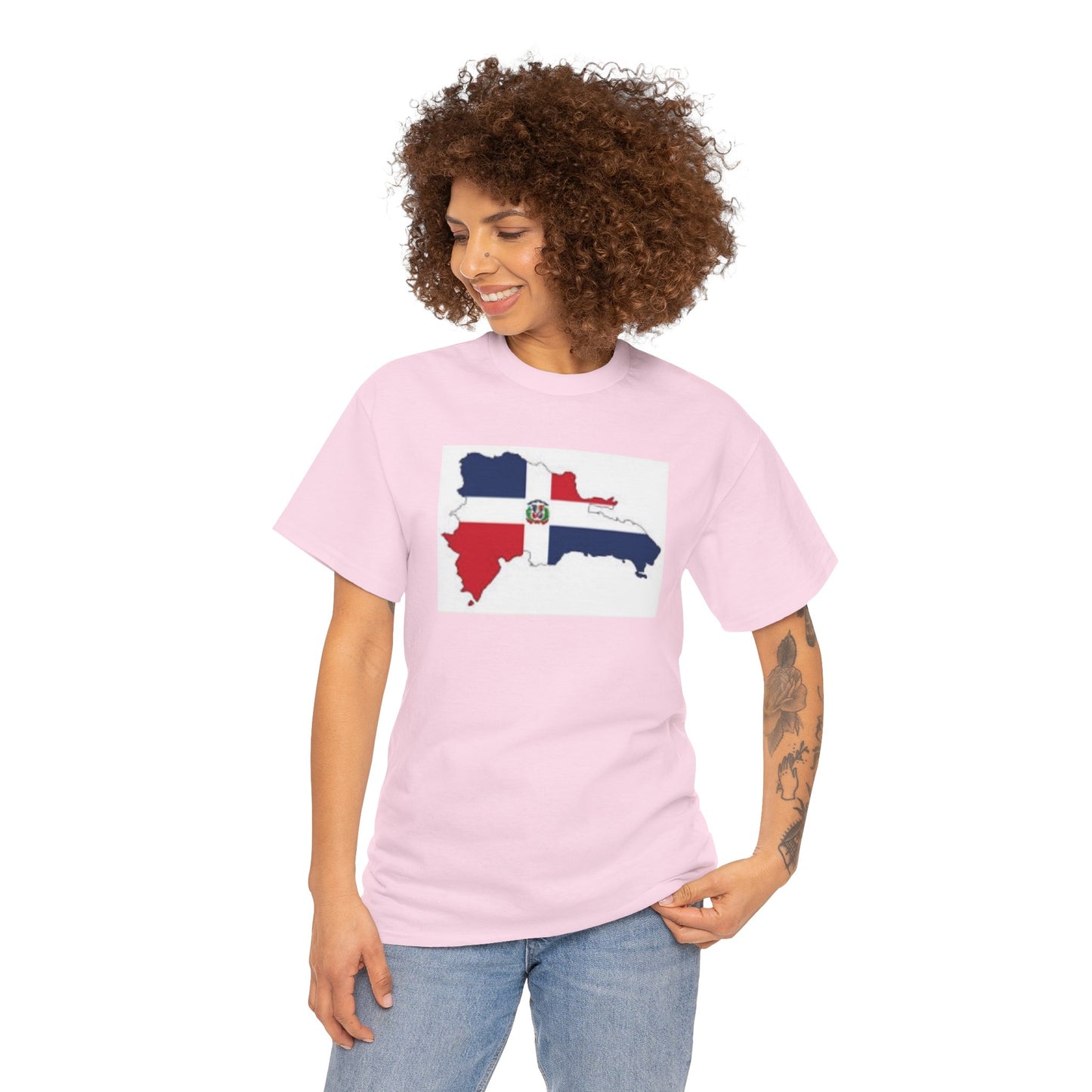 Unisex Heavy Cotton Tee -- Dominican Republic flag and map