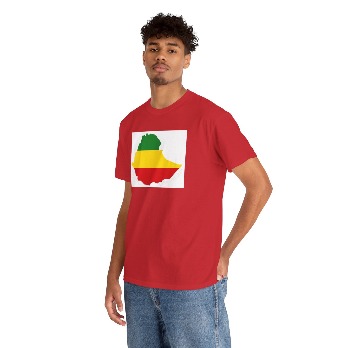 Unisex Heavy Cotton Tee -- Ethiopia flag and map