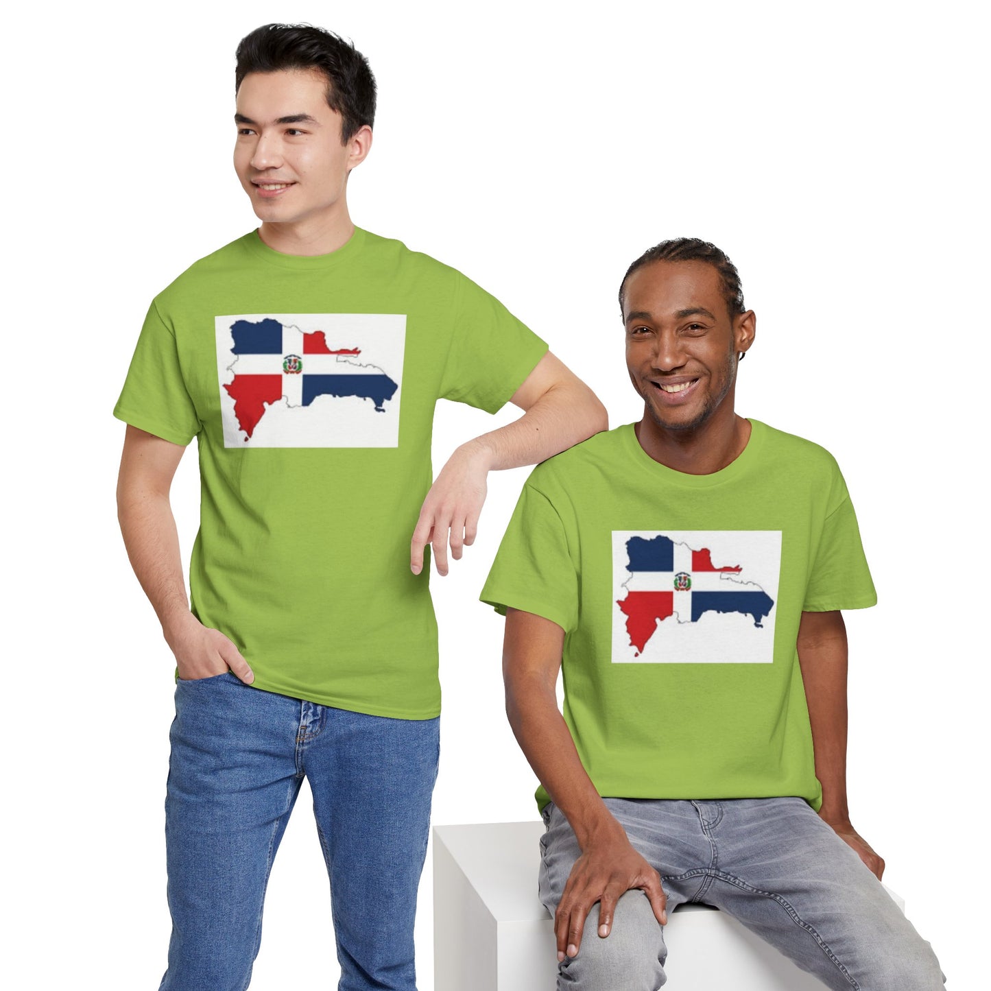Unisex Heavy Cotton Tee -- Dominican Republic flag and map