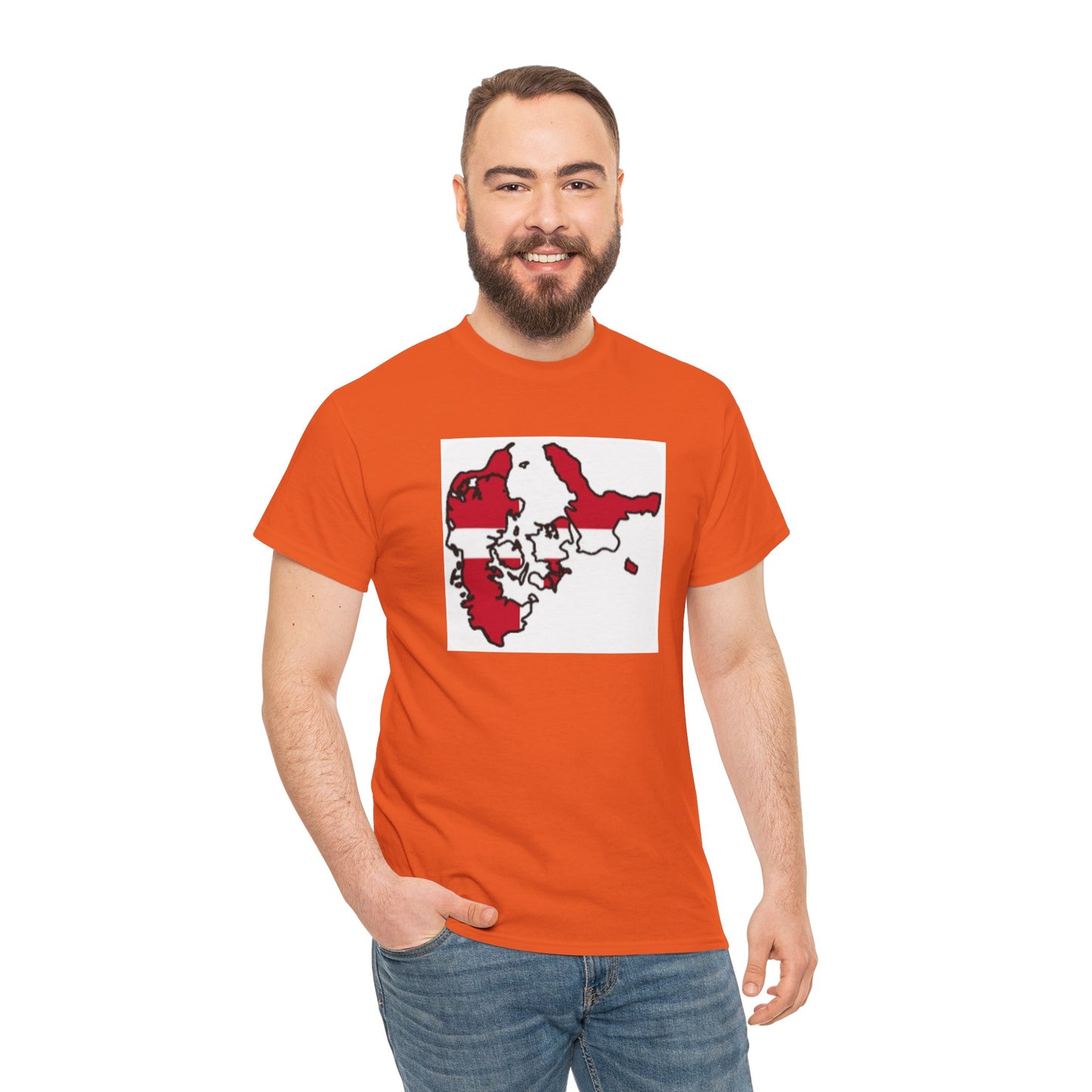 Unisex Heavy Cotton Tee -- Denmark flag and map