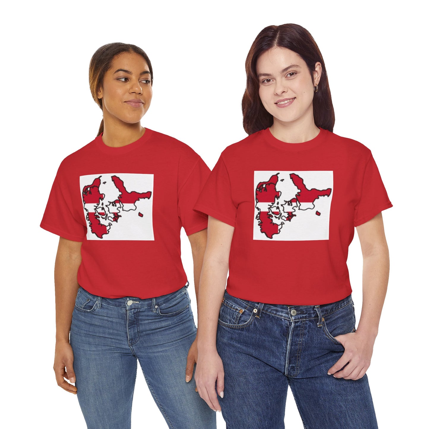 Unisex Heavy Cotton Tee -- Denmark flag and map