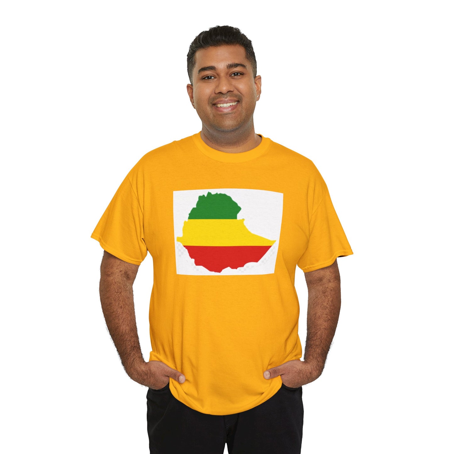 Unisex Heavy Cotton Tee -- Ethiopia flag and map