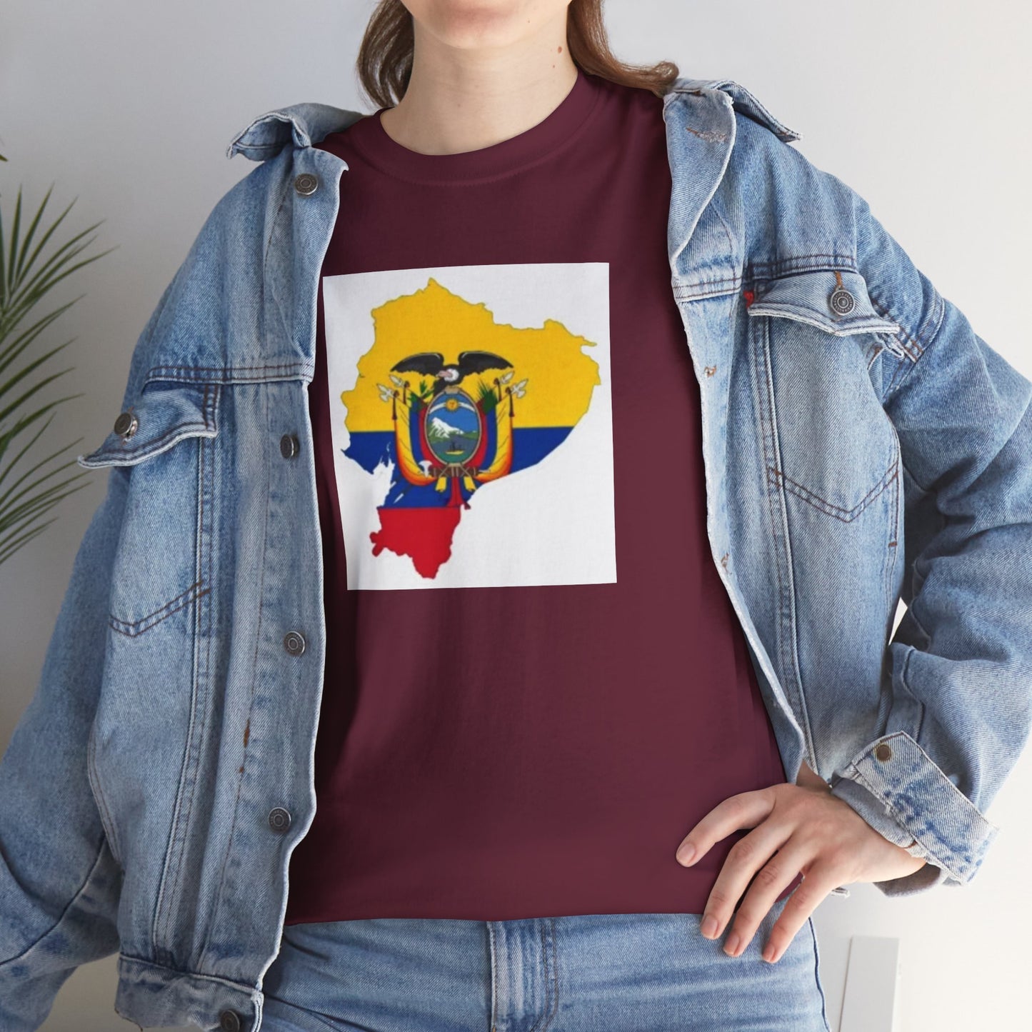 Unisex Heavy Cotton Tee -- Ecuador flag and map