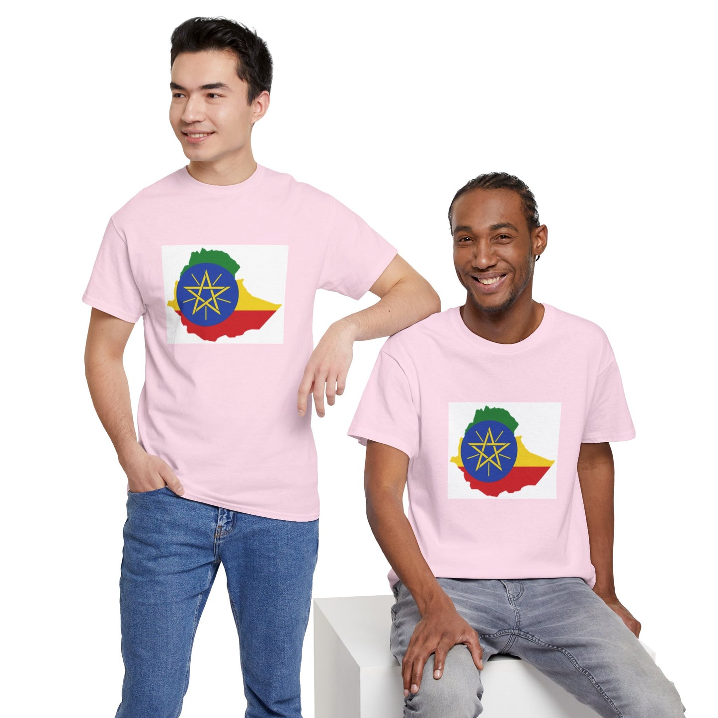 Unisex Heavy Cotton Tee -- Ethiopa federal flag and map