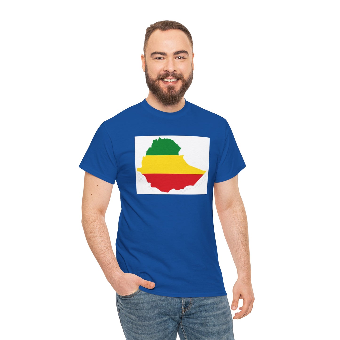 Unisex Heavy Cotton Tee -- Ethiopia flag and map