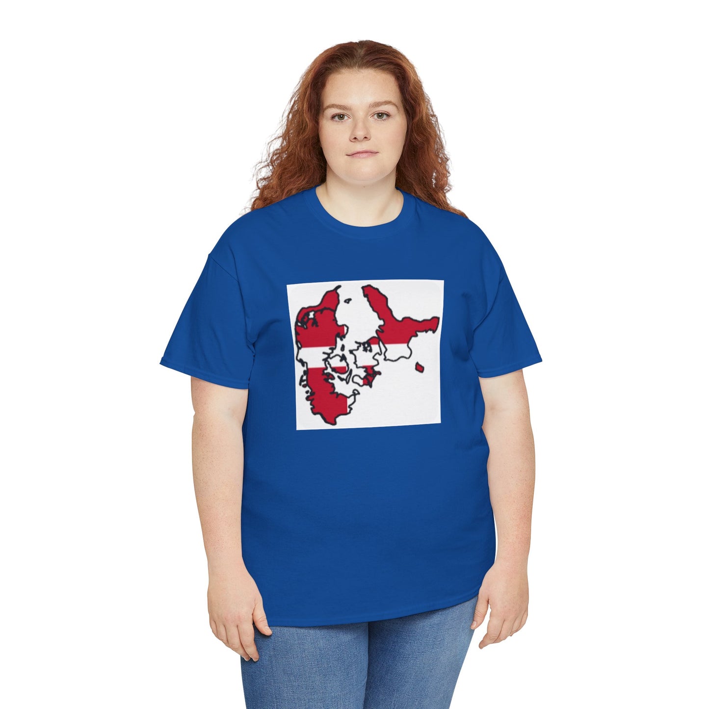 Unisex Heavy Cotton Tee -- Denmark flag and map